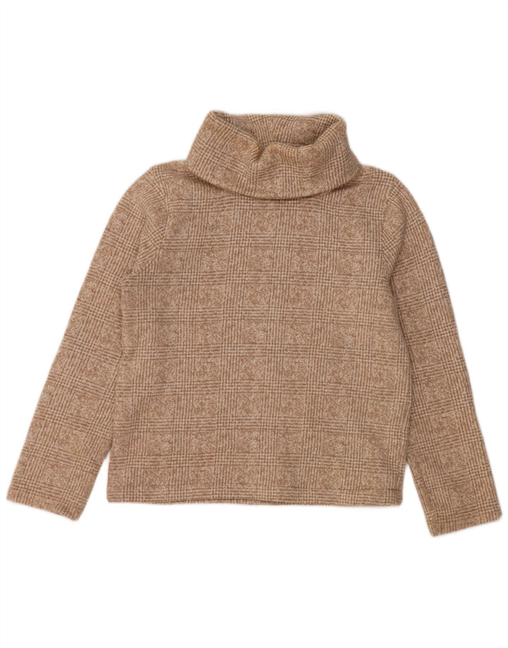J. CREW Suéter tipo jersey con cuello vuelto para mujer Reino Unido 44 Poliéster a cuadros beige mediano