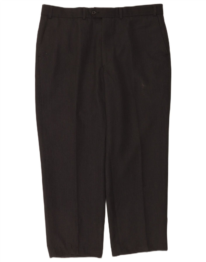 Marks & Spencer Pantalón de traje recto para hombre W40 L28 Poliéster gris