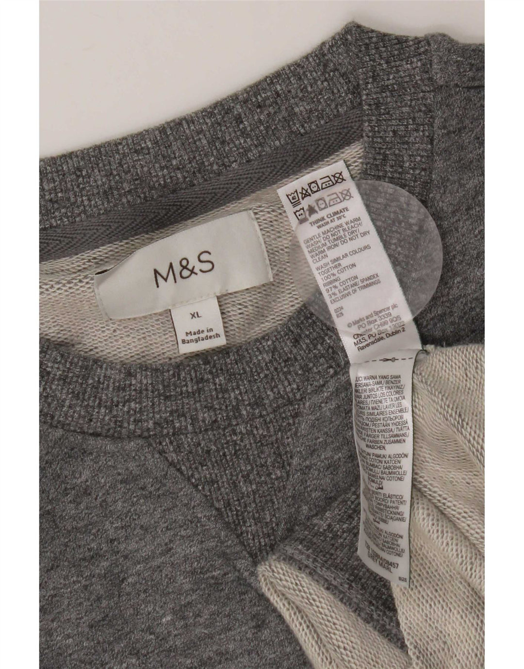 Marks & Spencer Hombre Sudadera Jumper XL Gris Algodón