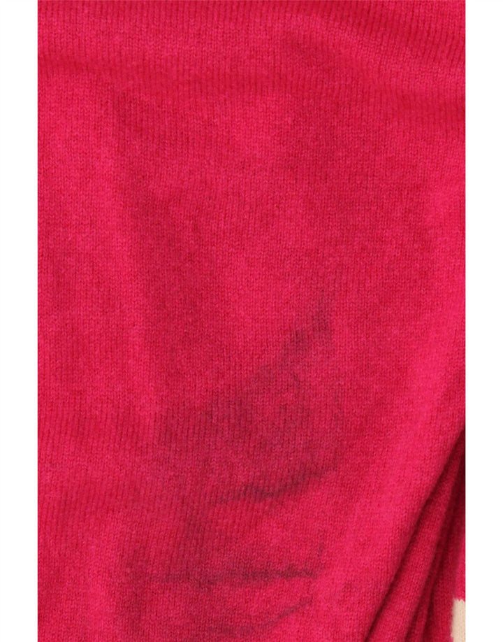 Jersey Pringle para hombre con cuello en V de lana geométrica rosa medio