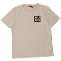 Hugo Boss Hombre Camiseta Gráfica Top Medio Algodón Blanco