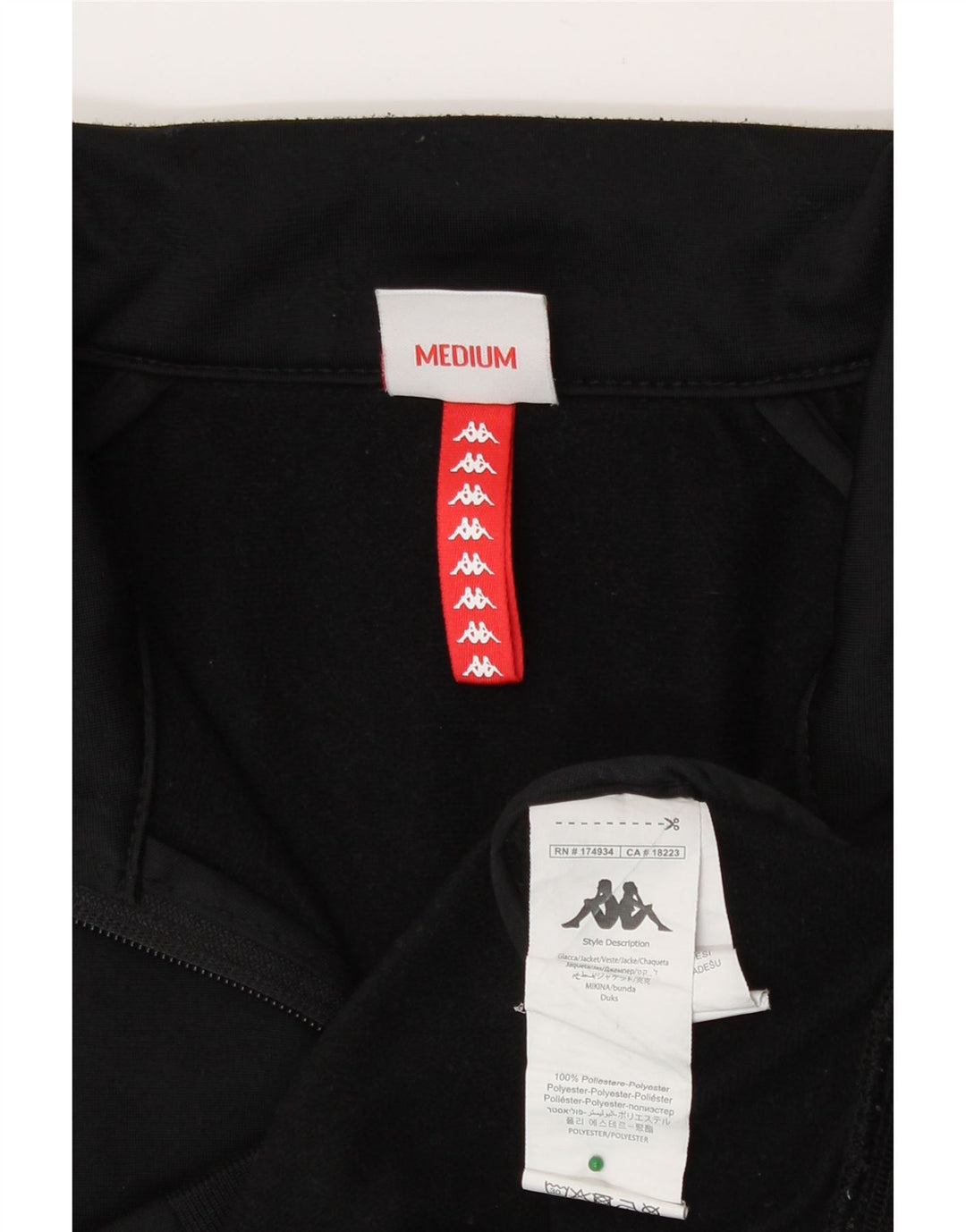 Kappa Mens Graphic Chándal Top Chaqueta Mediano Negro Colorblock Poliéster