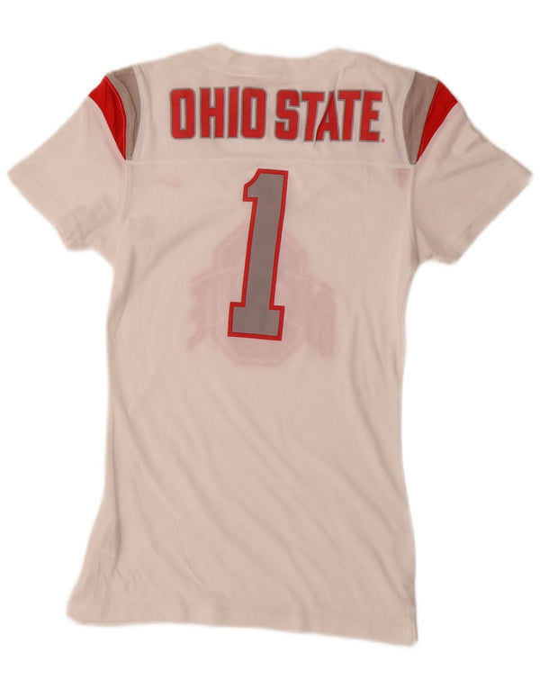 NIKE Womens Ohio State Graphic T-Shirt Top UK 8/10 Small White Cotton