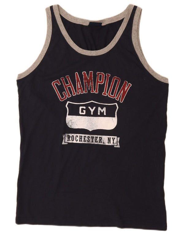 Champion Camiseta sin mangas gráfica para hombre XL Algodón azul marino