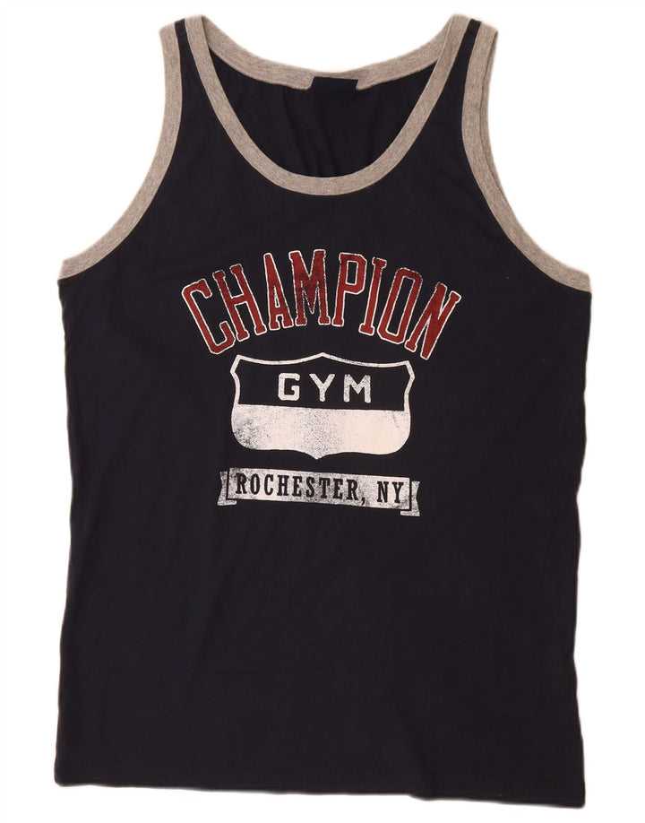 Champion Camiseta sin mangas gráfica para hombre XL Algodón azul marino