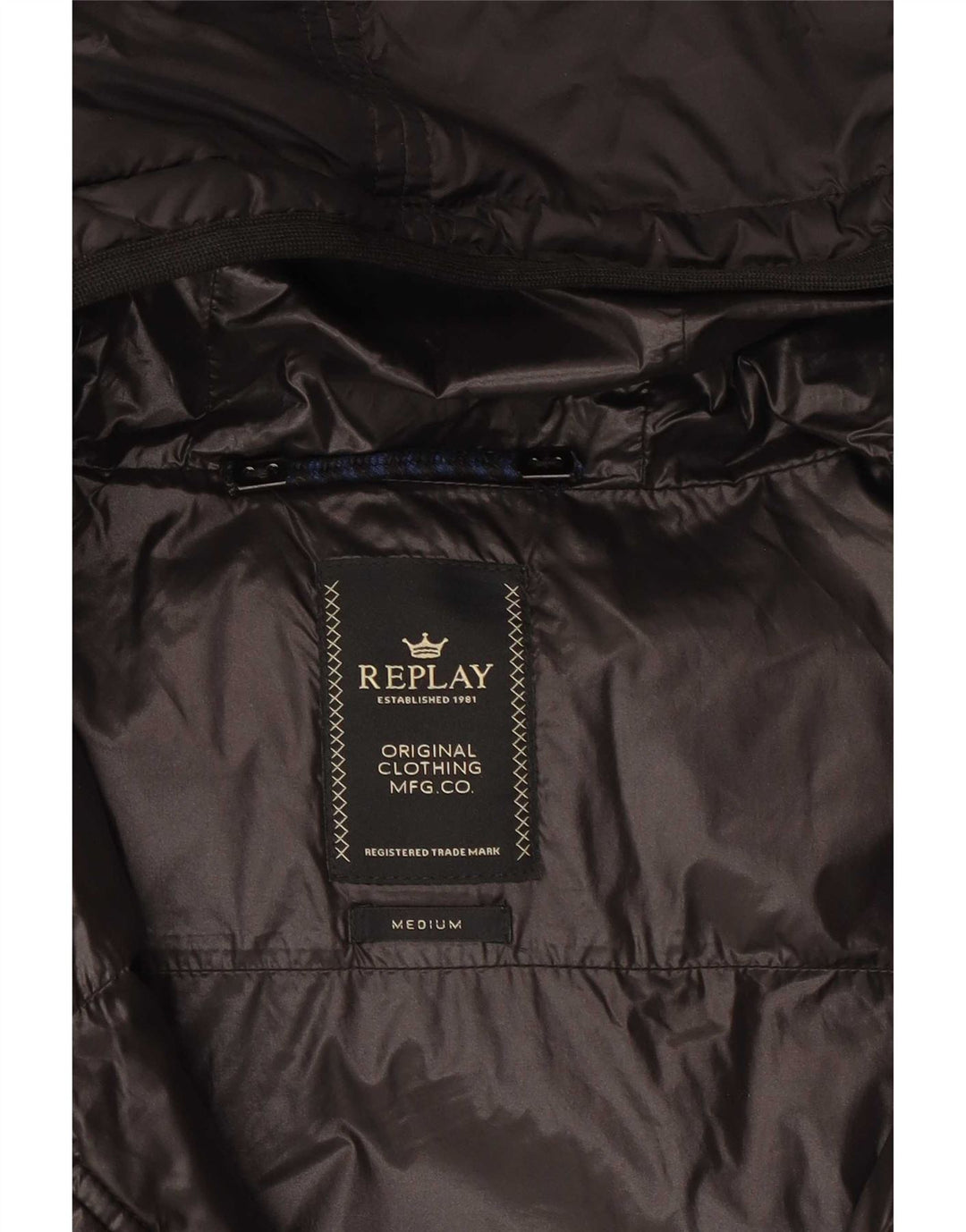 Chaqueta acolchada con capucha Replay para mujer UK 44 Mediana Poliéster negro