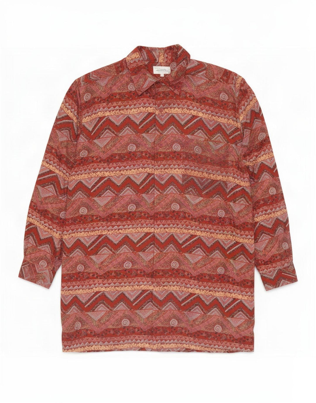 Camisa Cocoon Hombre Large Seda Geométrica Burdeos