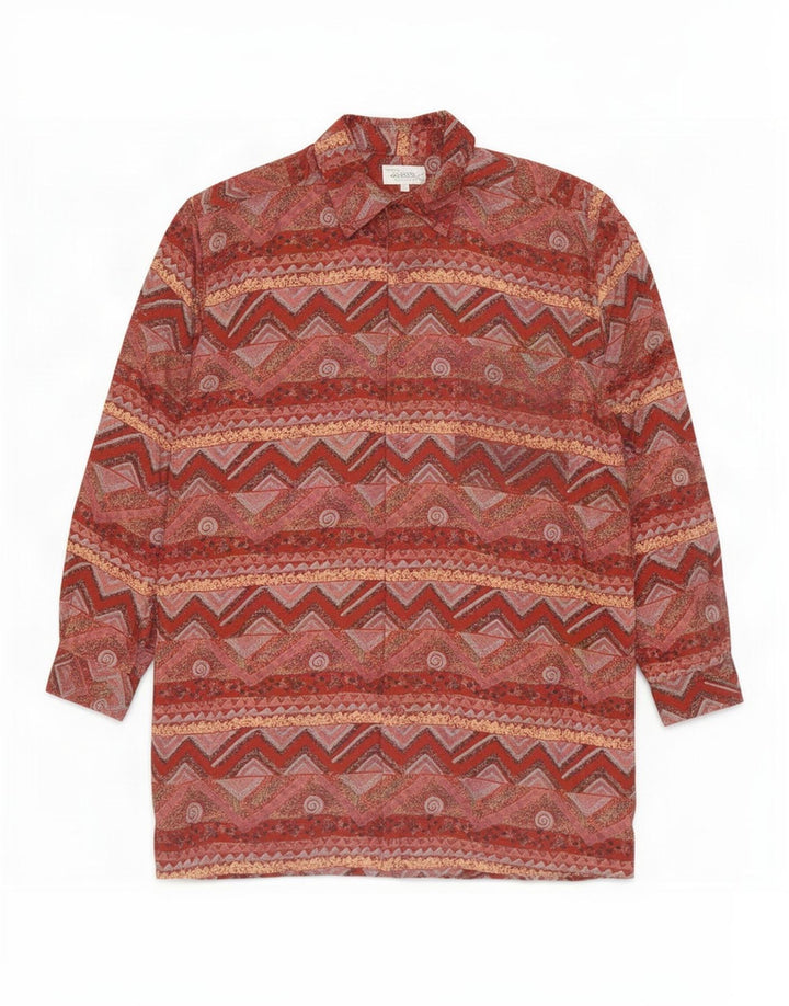 Camisa Cocoon Hombre Large Seda Geométrica Burdeos