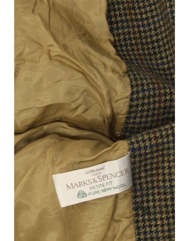 Marks & Spencer Chaqueta tipo blazer pequeña para mujer Reino Unido 42 Pata de gallo verde medio