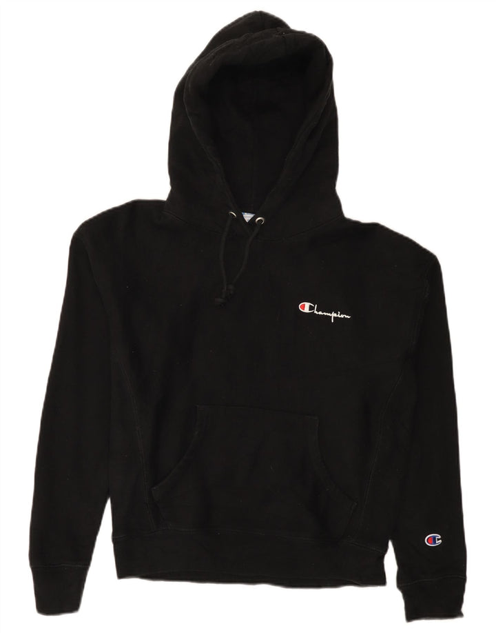 CHAMPION Jersey con capucha extragrande de tejido inverso para mujer UK 10 Small Black
