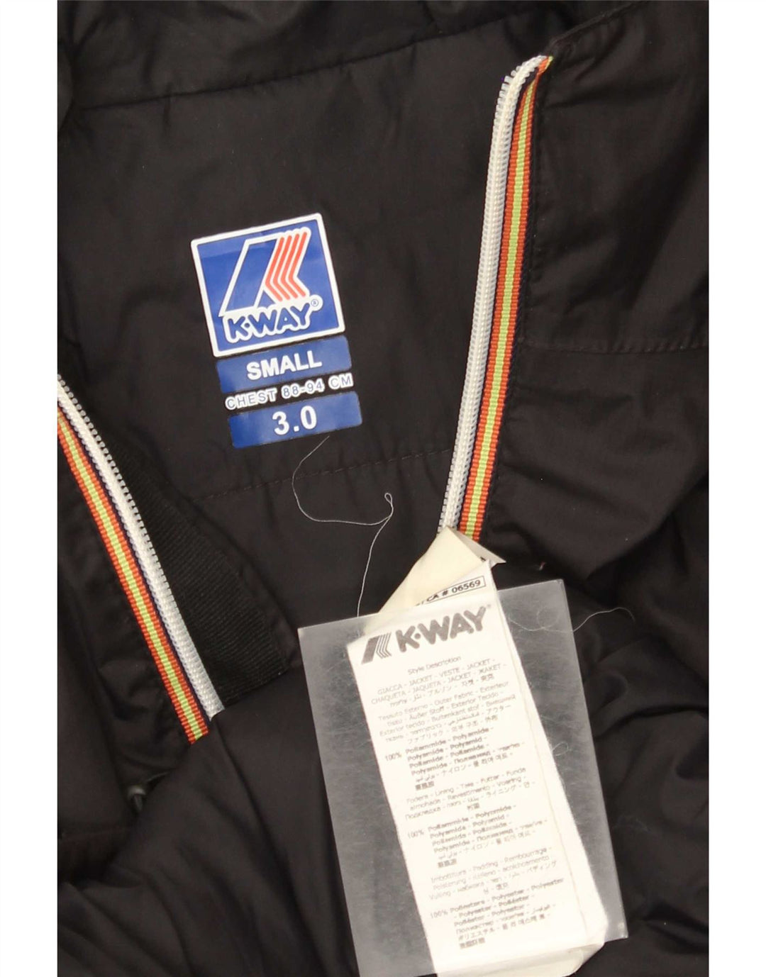 K-Way Chaqueta impermeable extragrande con capucha para mujer UK 10 Small Black Polyamide