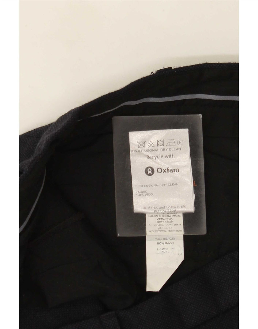 Marks & Spencer Pantalón de traje recto para hombre W40 L29 Lana azul marino