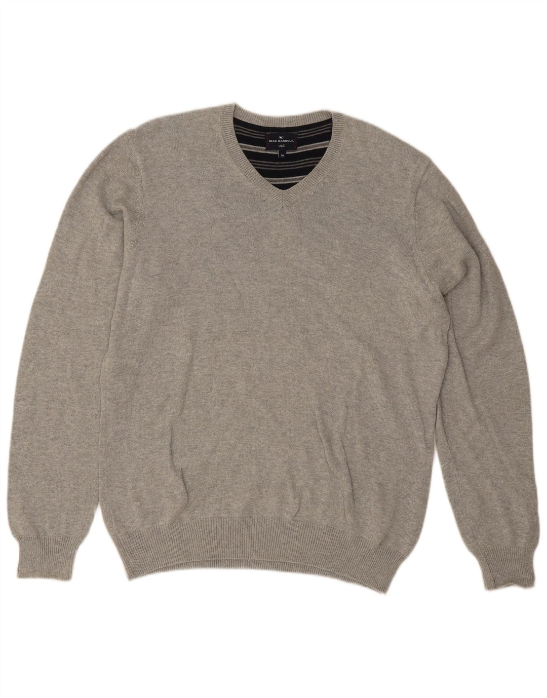 Jersey tipo jersey con cuello en V en color azul Harbor de Marks & Spencer para hombre, color gris medio moteado