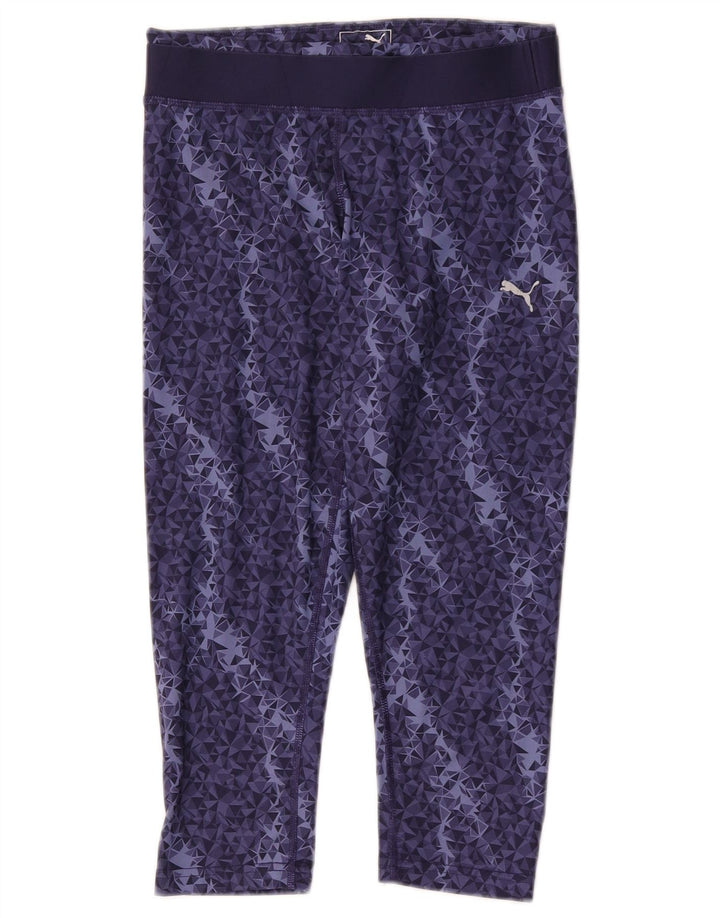 Puma Leggings Capri para Mujer UK 10 Small Azul Marino Geométrico Poliéster