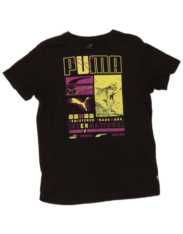 Puma - Camiseta gráfica para hombre, talla pequeña, algodón negro