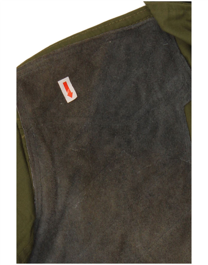 VINTAGE Chaqueta utilitaria para hombre Reino Unido 36 Poliéster caqui pequeño