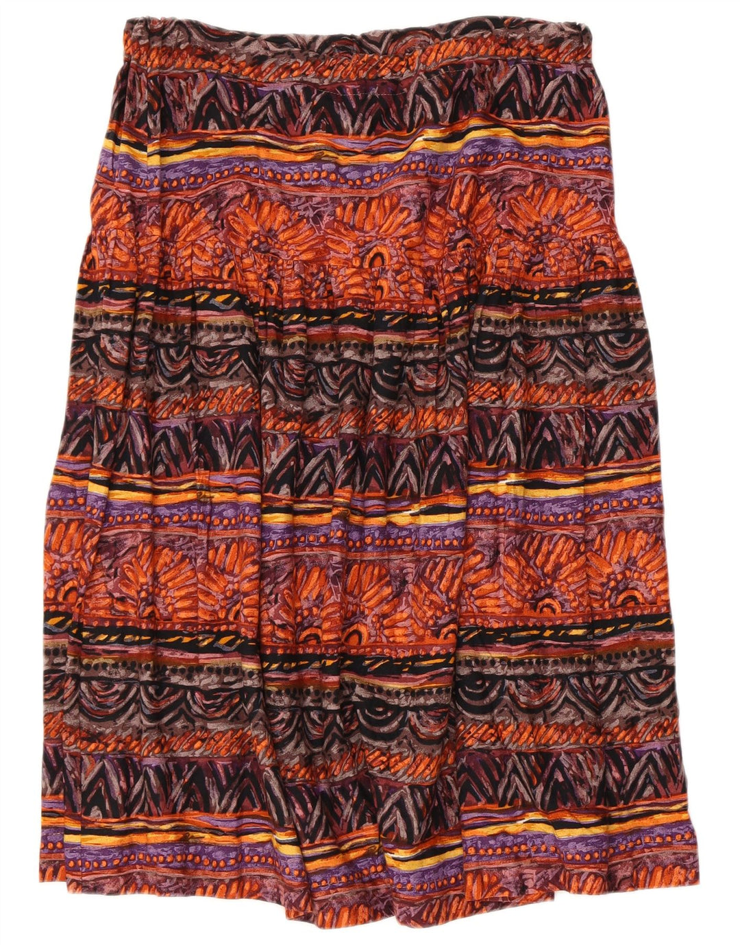 VINTAGE Falda acampanada con patrón abstracto para mujer IT 46 Grande W36 Multicolor