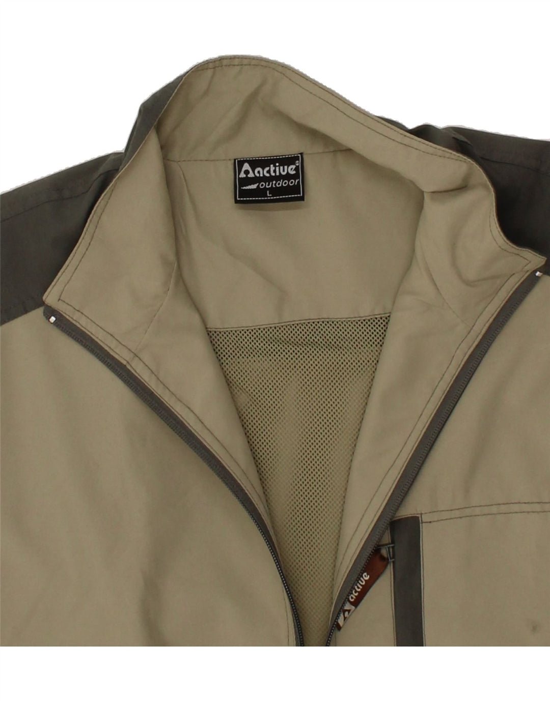 ACTIVE Mens Sleeveless Tracksuit Top Jacket Large Khaki Colourblock Vintage Active and Second-Hand Active from Messina Hembry 