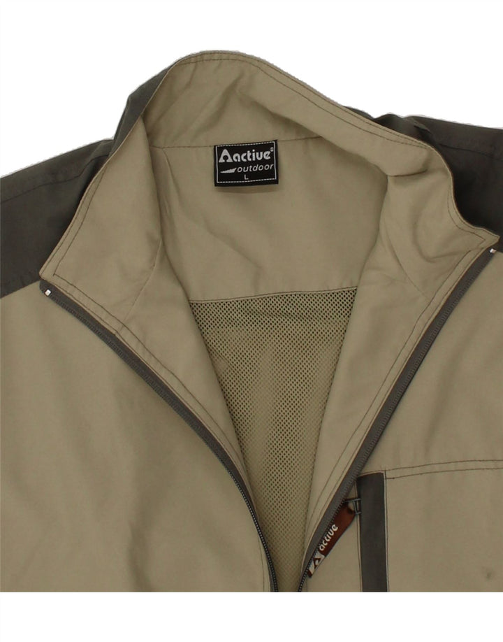 ACTIVE Mens Sleeveless Tracksuit Top Jacket Large Khaki Colourblock Vintage Active and Second-Hand Active from Messina Hembry 