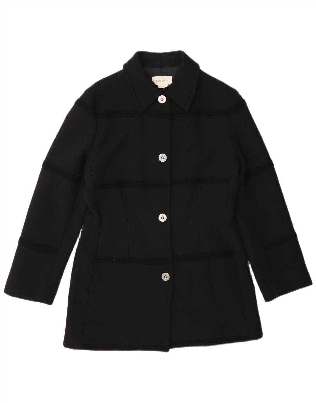 Caractere Chaqueta Blazer de 4 Botones para Mujer UK 12 Mediana Lana Negra