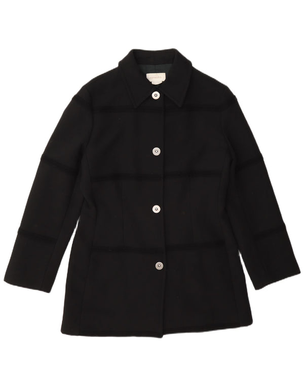 Caractere Chaqueta Blazer de 4 Botones para Mujer UK 12 Mediana Lana Negra