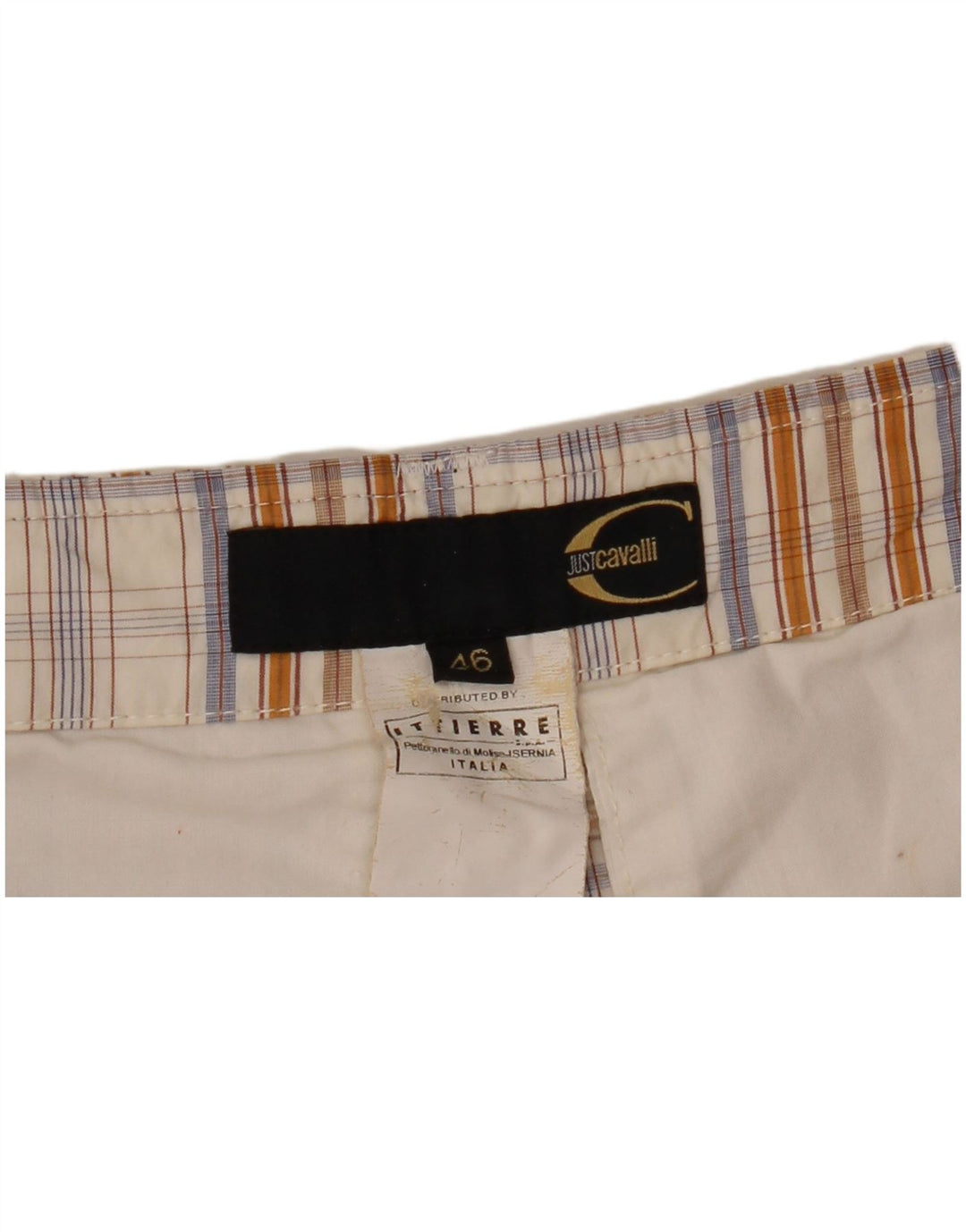 Just Cavalli Pantalones cortos tipo cargo para hombre W36 Large Beige Check