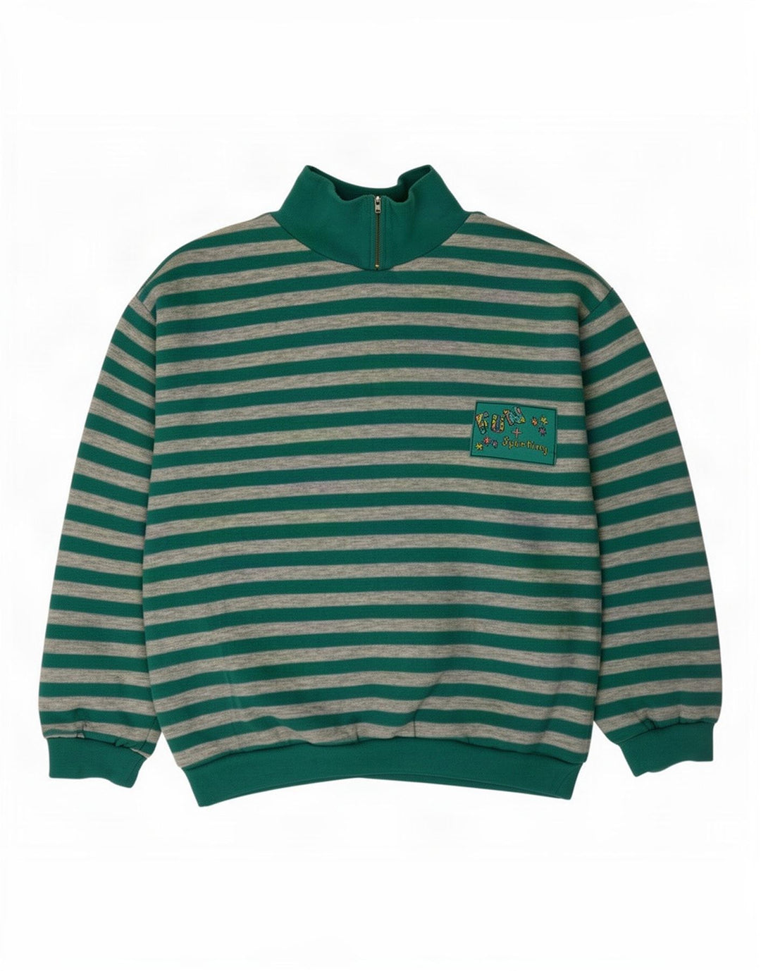 Sudadera Sporting Mujer Con Cremallera Y Cuello Jersey IT 44/46 Large Green Stripes