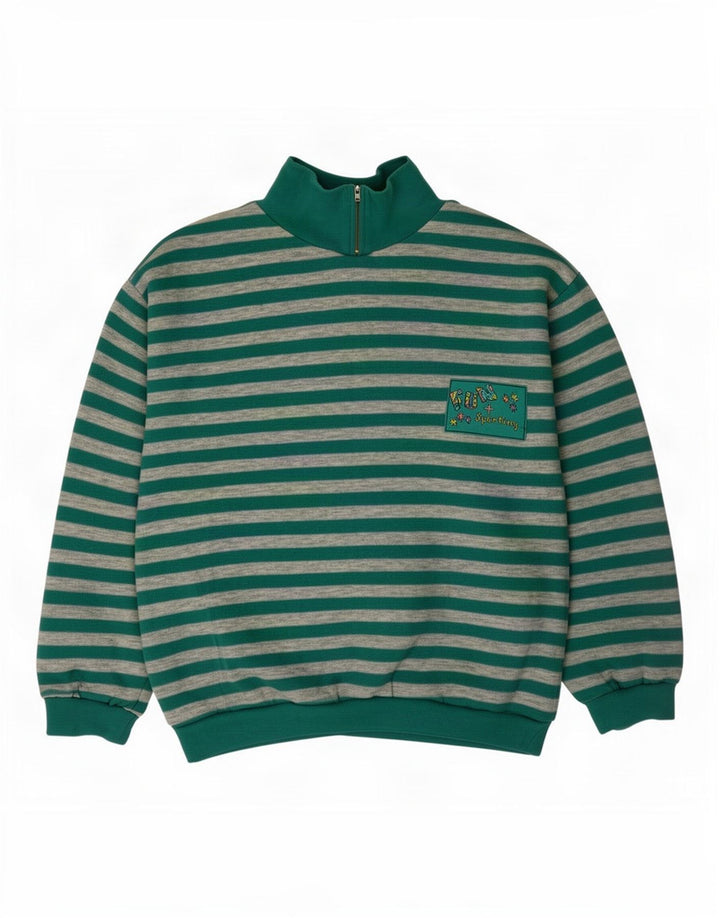 Sudadera Sporting Mujer Con Cremallera Y Cuello Jersey IT 44/46 Large Green Stripes