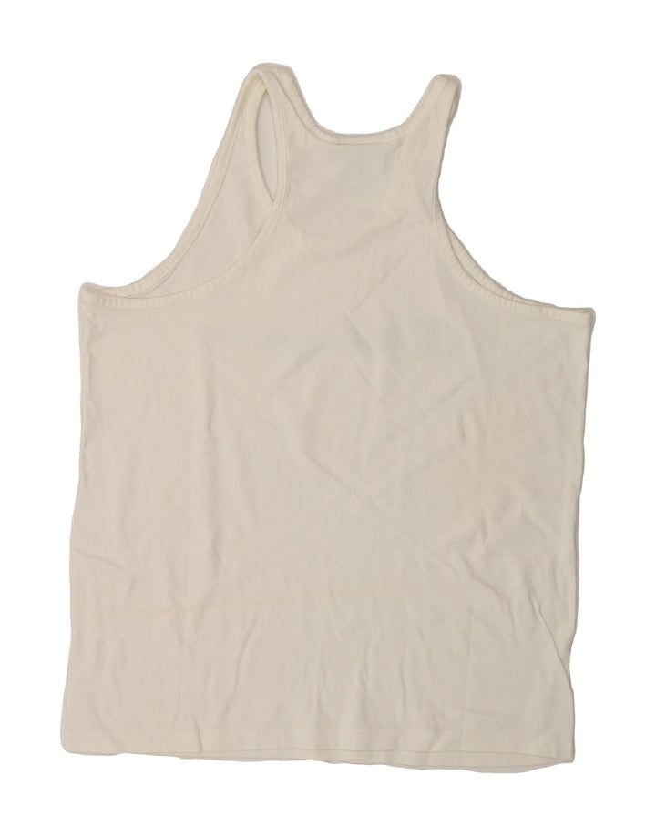 CHAMPION Womens Graphic Vest Top UK 14 Large White Cotton Vintage Champion and Second-Hand Champion from Messina Hembry 