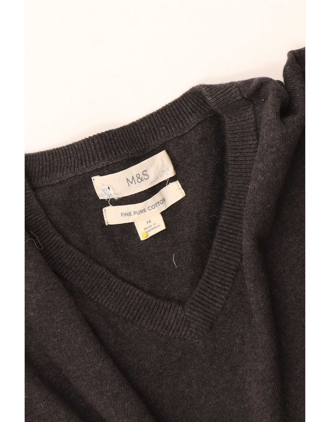 Marks & Spencer Jersey con cuello en V para hombre de algodón gris medio
