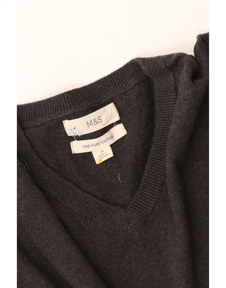 Marks & Spencer Jersey con cuello en V para hombre de algodón gris medio