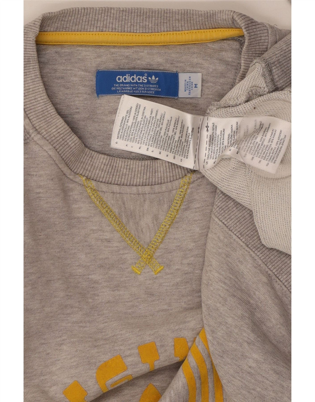 ADIDAS Hombre Sudadera Gráfica Jumper Algodón Gris Medio