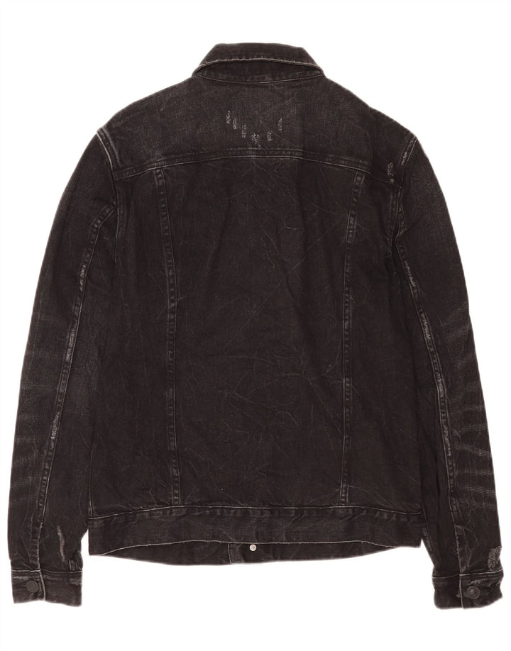 All Saints Chaqueta vaquera desgastada para hombre UK 38 Mediana Algodón negro