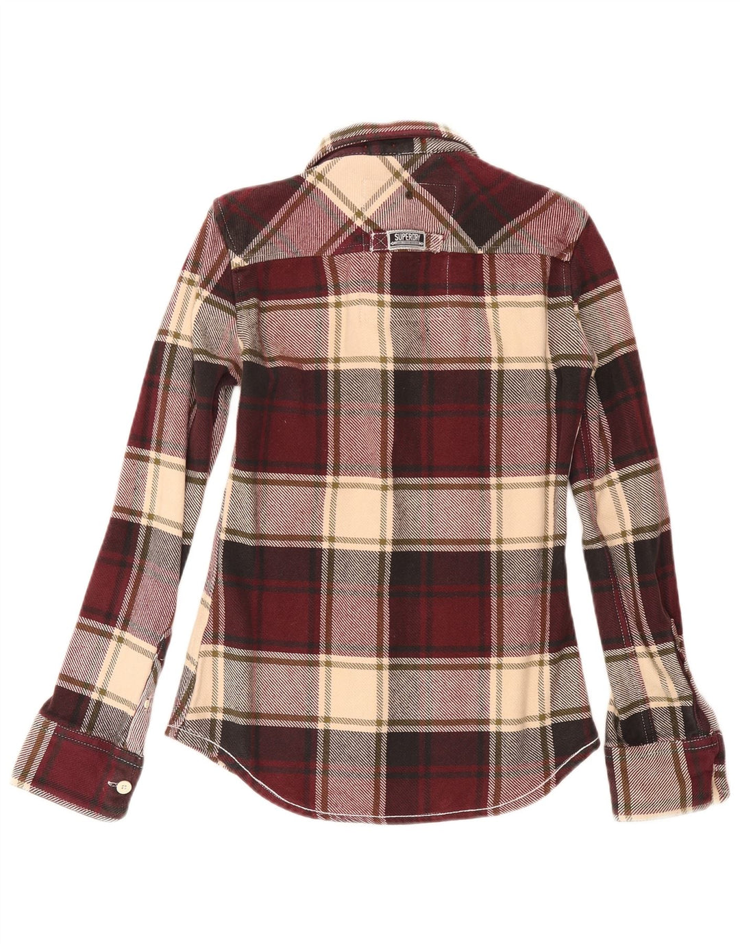 Superdry Camisa De Franela De Algodón A Cuadros Burdeos Pequeño Hombre