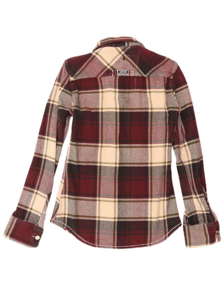 Superdry Camisa De Franela De Algodón A Cuadros Burdeos Pequeño Hombre