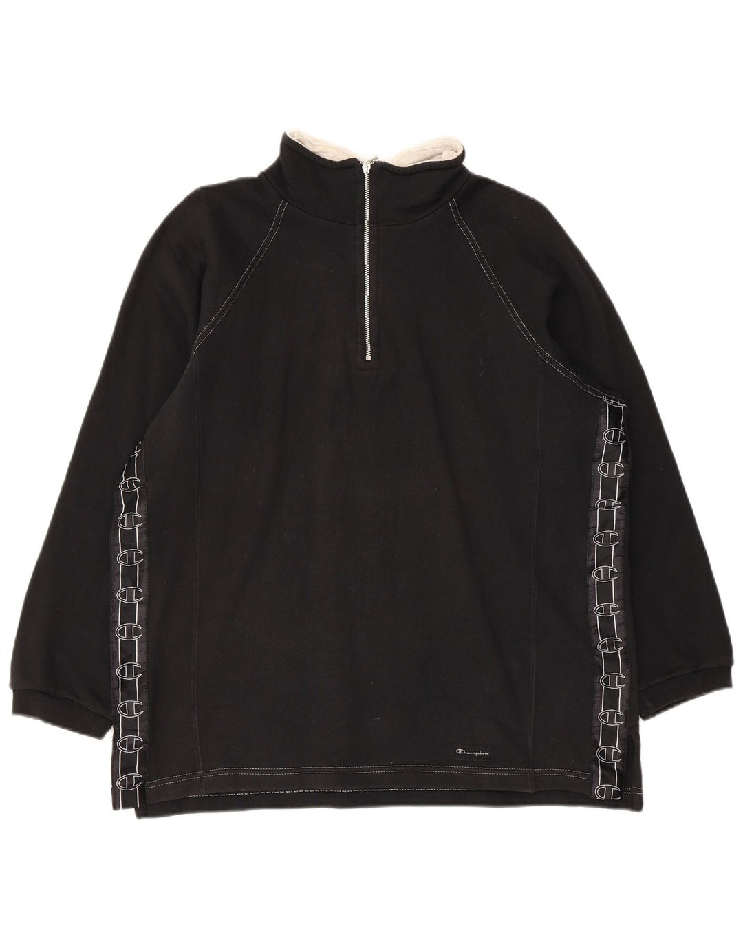 Champion Sudadera Con Cuello Y Cremallera Gráfica Para Hombre Jersey De Algodón Negro Mediano
