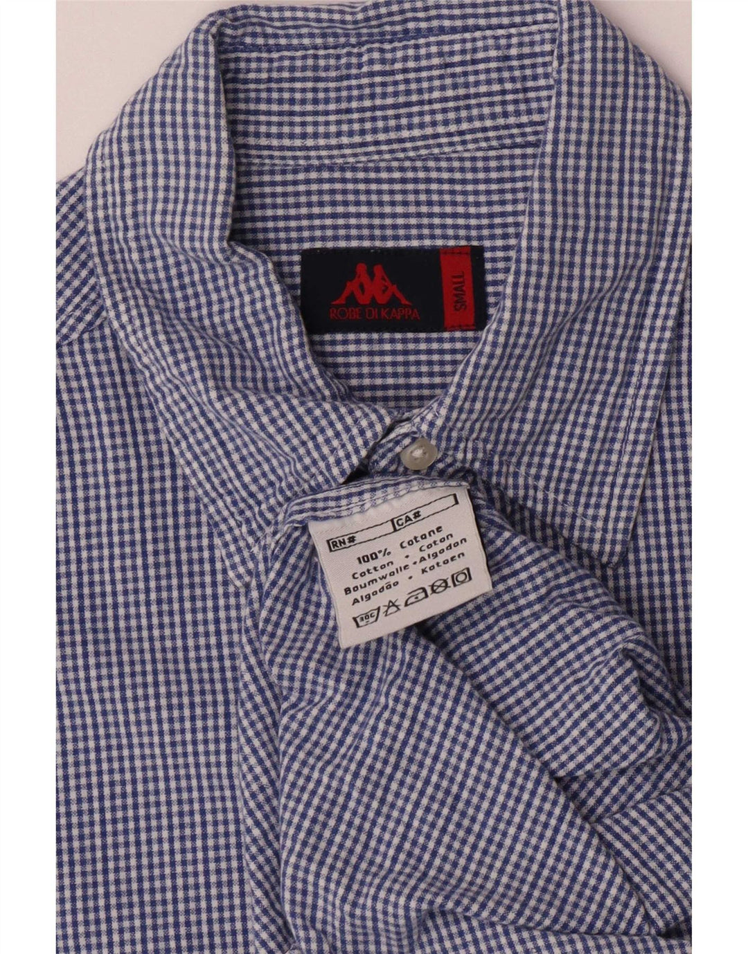 Camisa Kappa Hombre De Manga Corta Regular Fit Algodón A Cuadros Azul Pequeño