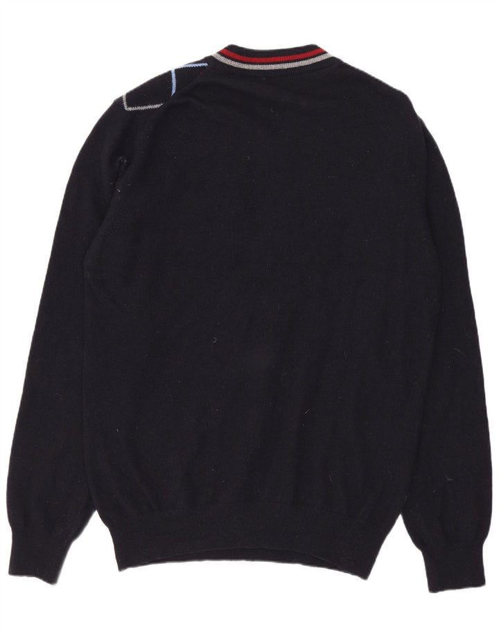 Best Company Jersey con cuello en V para hombre, talla mediana, azul marino, Argyle/Diamante