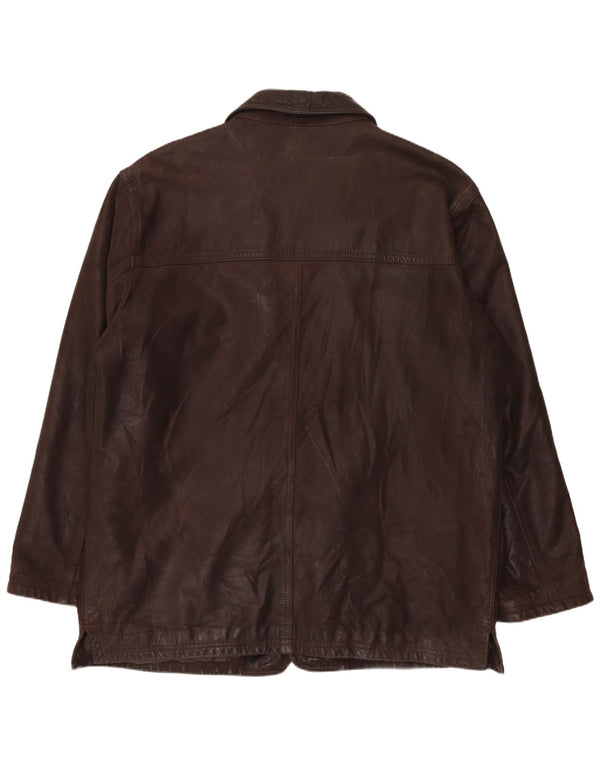 BIKERS Chaqueta tipo blazer de cuero con 4 botones para hombre IT 58 4XL Cuero marrón