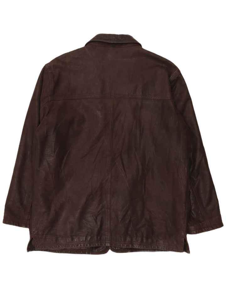 BIKERS Chaqueta tipo blazer de cuero con 4 botones para hombre IT 58 4XL Cuero marrón