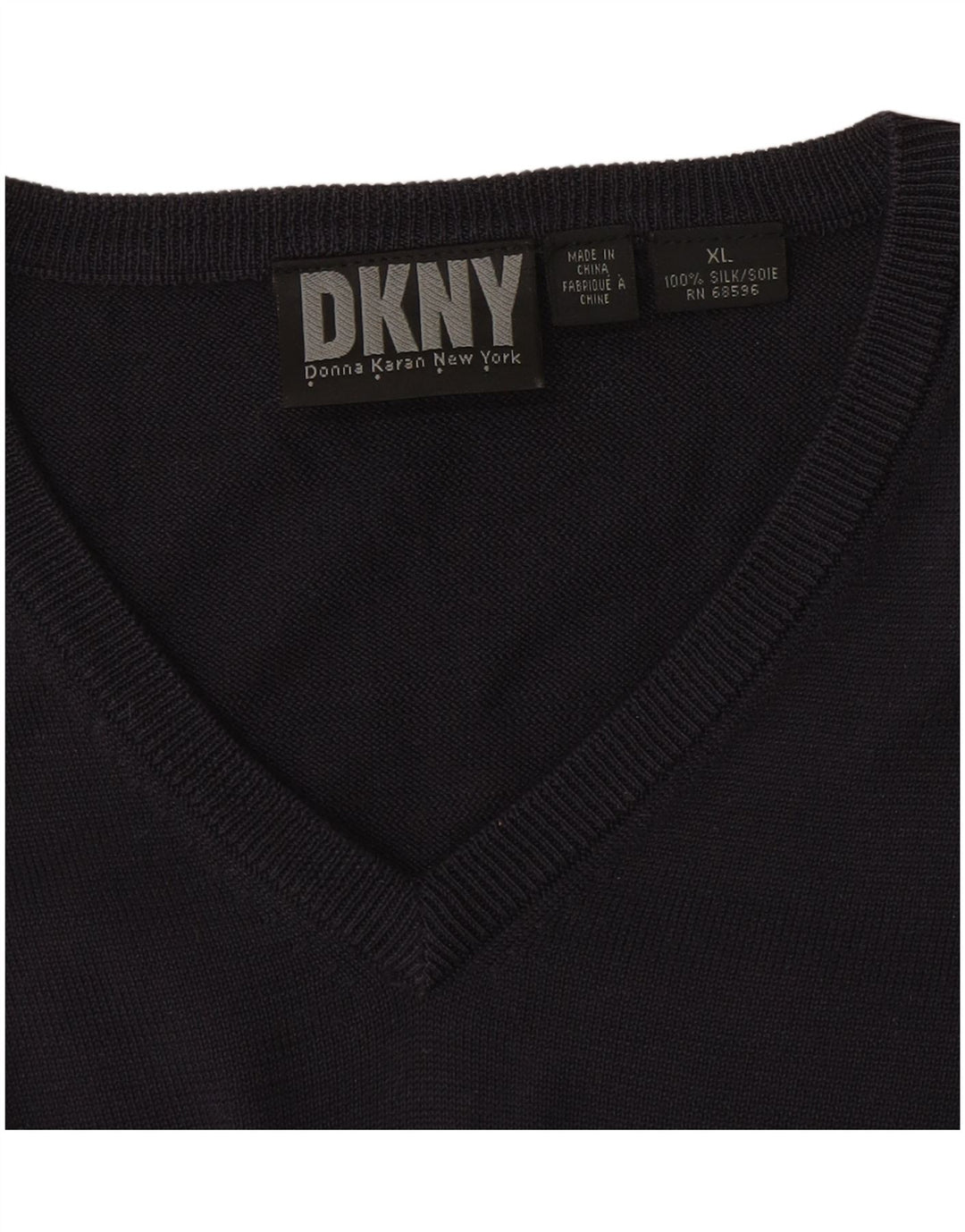 Dkny Jersey Con Cuello En V Para Hombre XL Seda Azul Marino