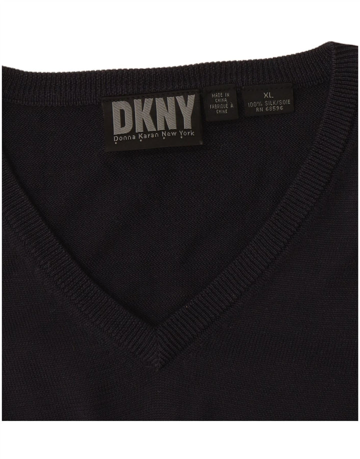 Dkny Jersey Con Cuello En V Para Hombre XL Seda Azul Marino