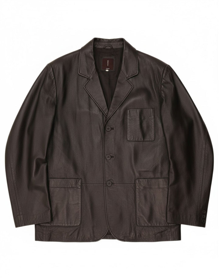 Conbipel Chaqueta de cuero para hombre IT 56 2XL Cuero negro