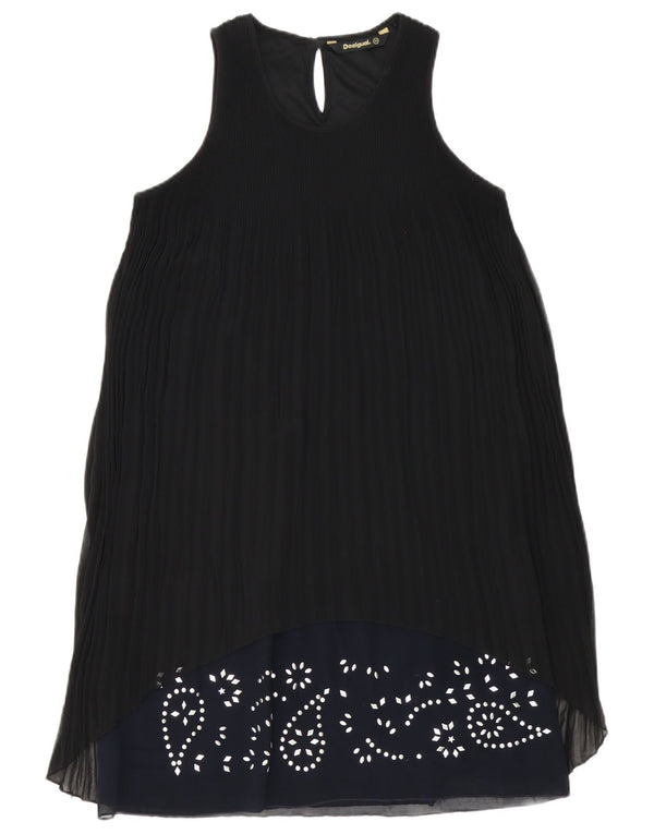 Desigual Vestido Plisado Acampanado EU 36 Small Black Paisley