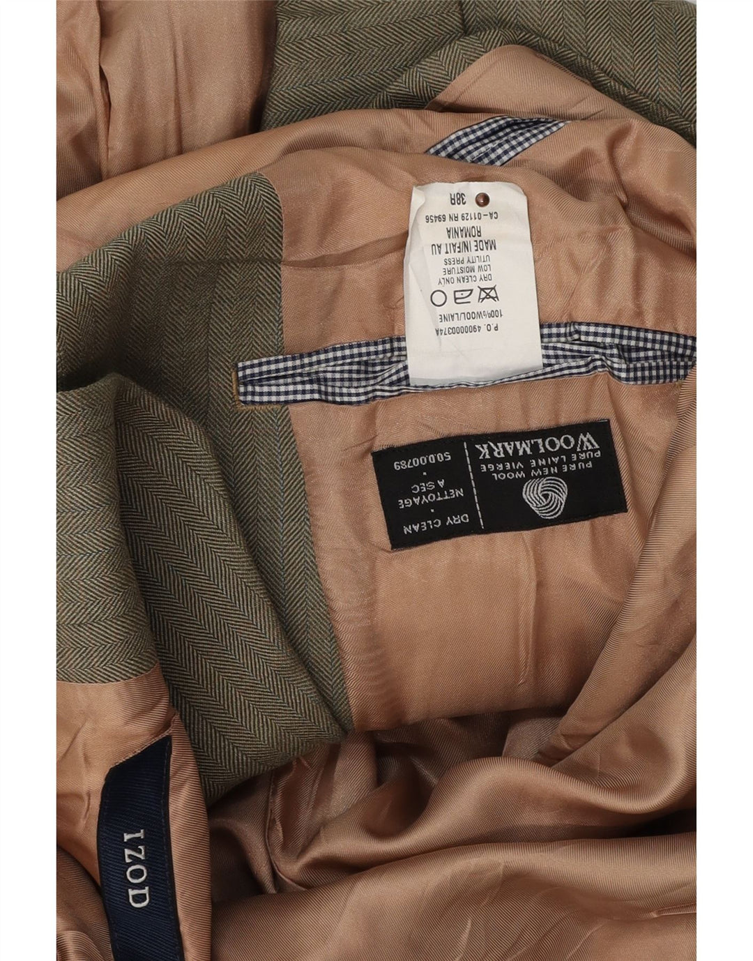 Izod Chaqueta tipo blazer de 3 botones para hombre UK 38 Lana de espiga verde medio