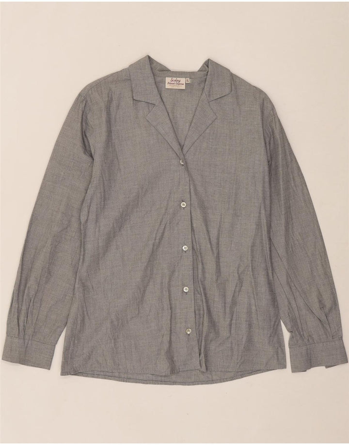 SISLEY Womens Relaxed Elegance Shirt IT 42 Medium Grey Cotton Vintage Sisley and Second-Hand Sisley from Messina Hembry 