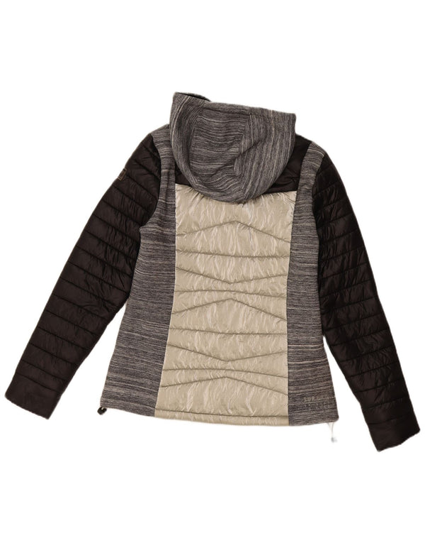 Superdry Mujer Chaqueta Acolchada Con Capucha Nylon Gris Medio UK 42