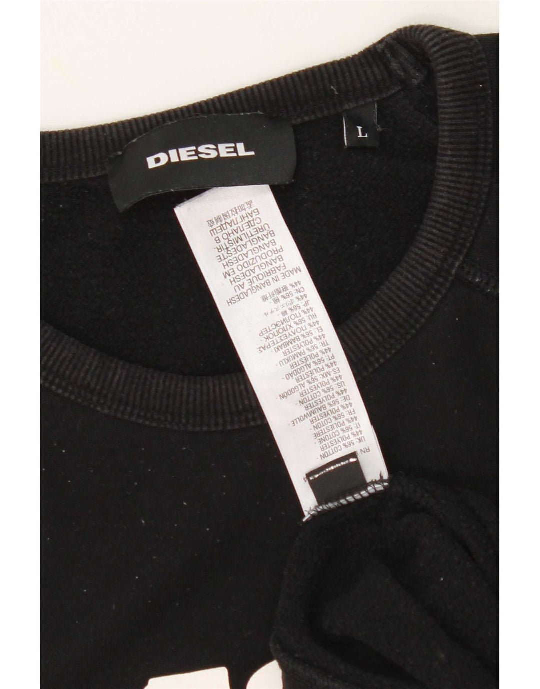 Diesel Hombre Sudadera Gráfica Jersey Grande De Algodón Negro