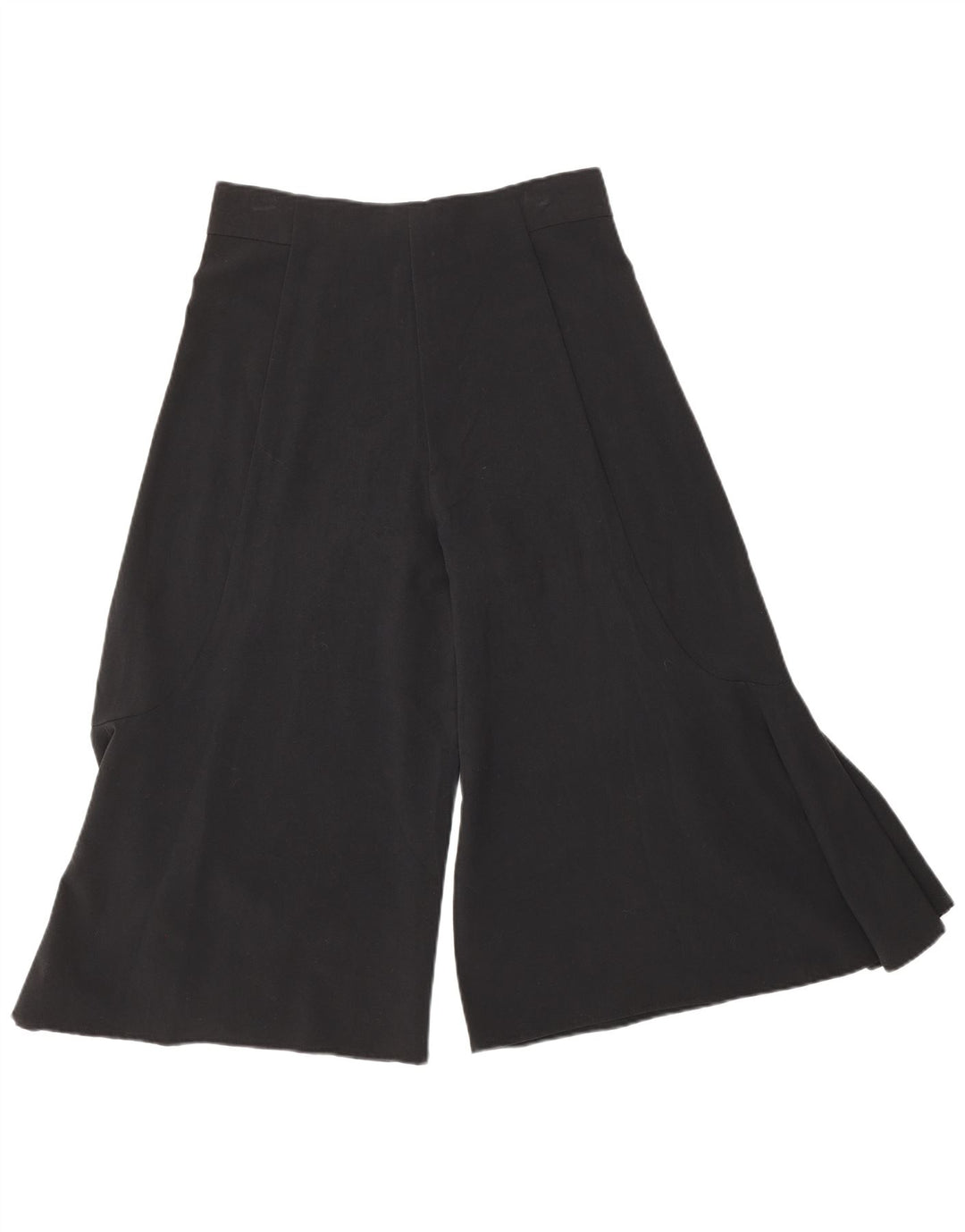 Zara Mujer Cullotes Capri Pantalones Pequeños W26 L19 Seda Negra