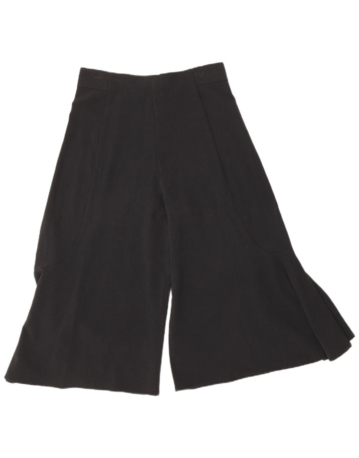 Zara Mujer Cullotes Capri Pantalones Pequeños W26 L19 Seda Negra